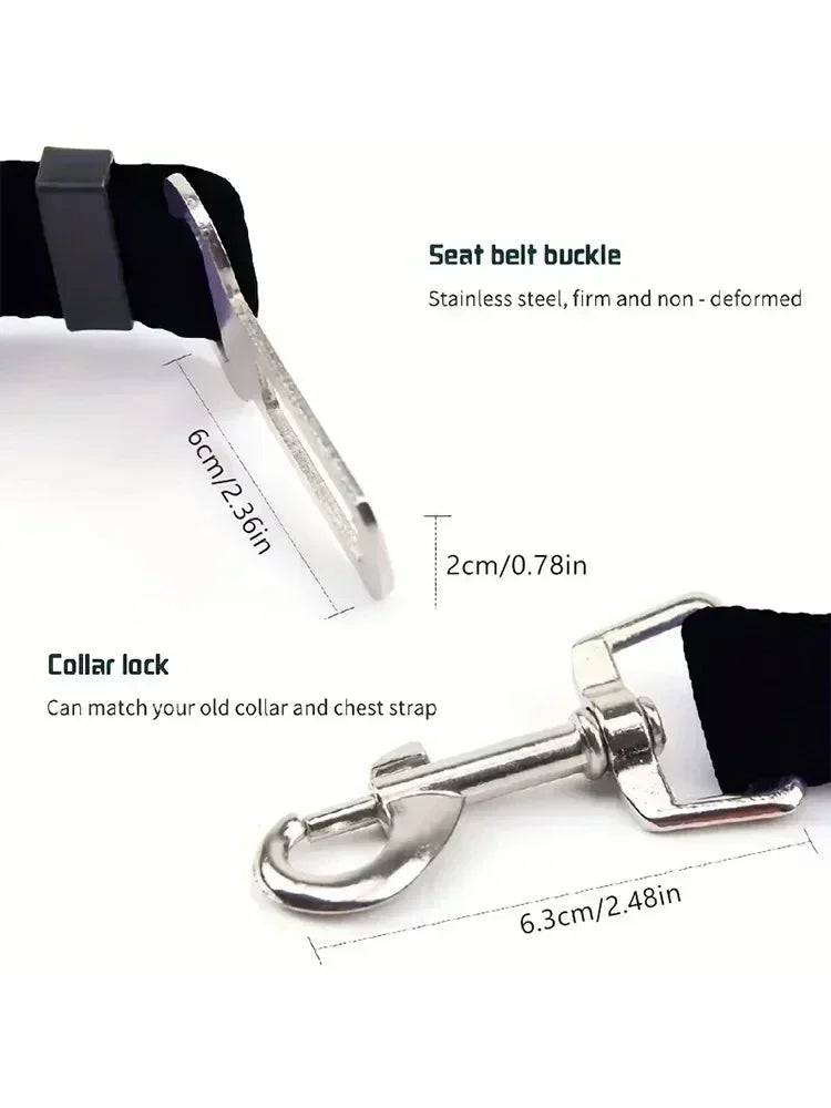 Adjustable Pet Car Safety Seat Belt – Dog Traction Rope for Vehicle Travel