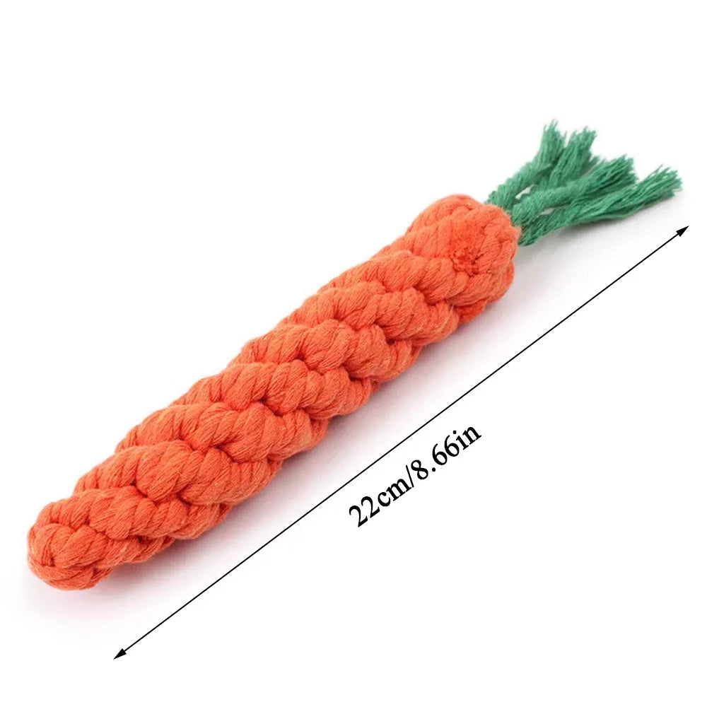 1Pc Carrot Dog Bite Rope Toy – Durable Braided Cotton Chew Toy for Puppies & Small Dogs – Safe, Molar & Teeth Cleaning Toy
