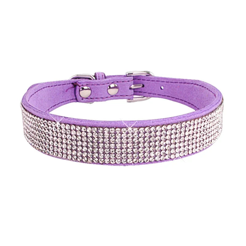 Crystal Glitter Rhinestone Dog Collar – Sparkling Pet Collar with Zinc Alloy Buckle for Small & Medium Dogs and Cats
