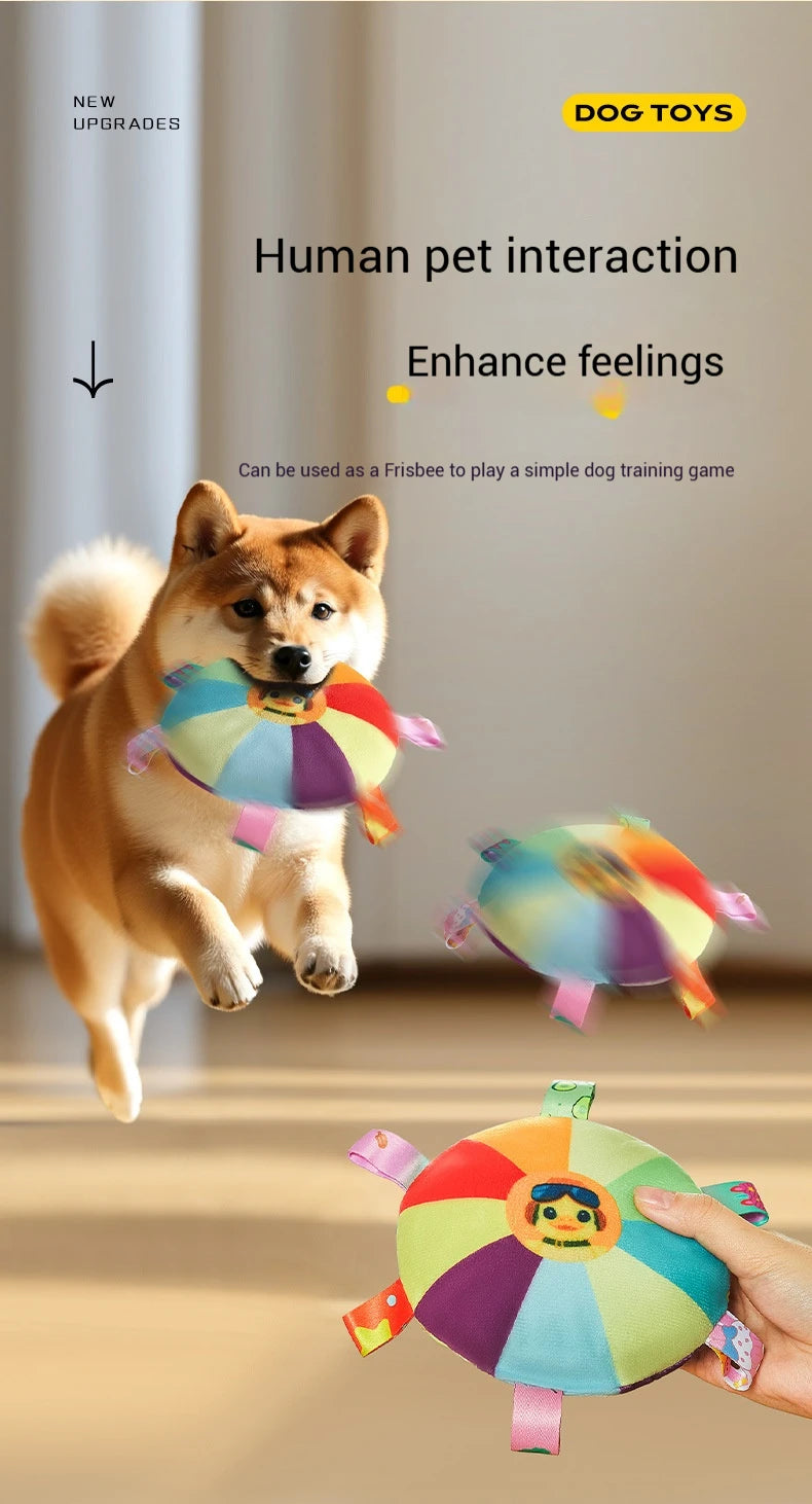 Plush Dog Frisbee Toy – Sound-Making, Bite-Resistant Flying Disc for Interactive Play & Chewing