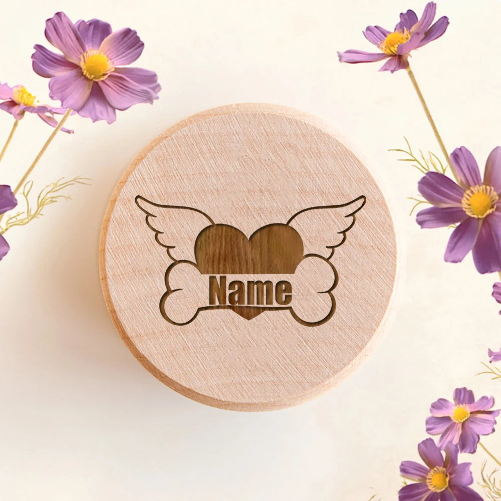 Custom Wooden Pet Memorial Urn – Personalized Hair & Tooth Keepsake Box for Cats & Dogs