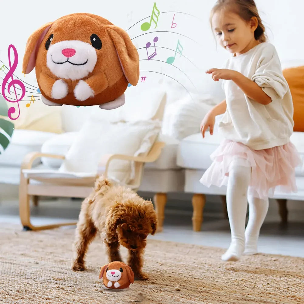 Electronic Interactive Dog Toy Ball – Bouncing, Music & Vibration Plush Chew Ball for Puppies