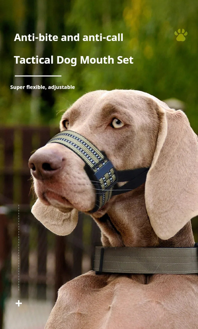 Reflective Tactical Dog Muzzle – Anti-Bark & Training Mouth Cover for Medium and Large Dogs