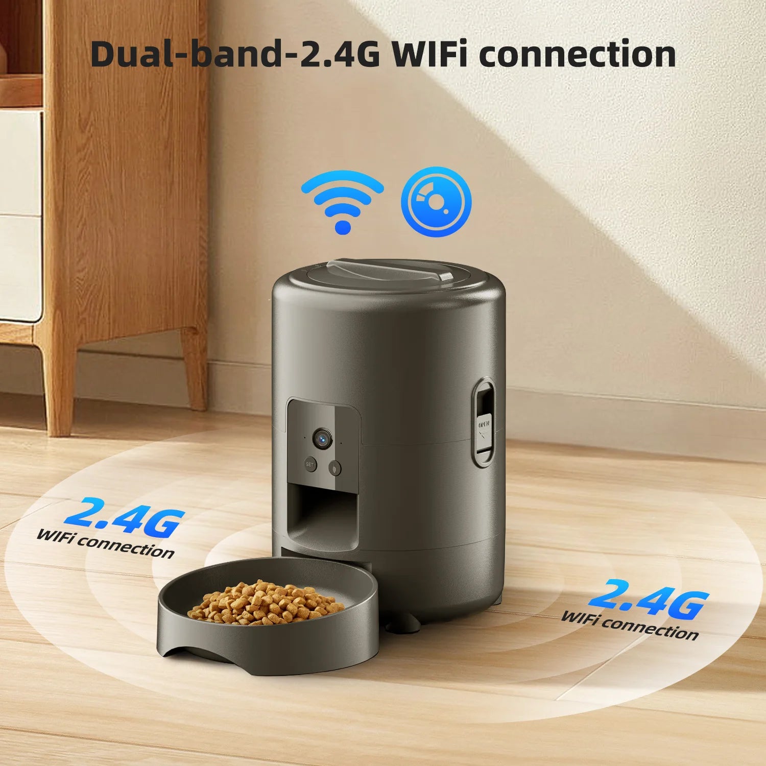 2L Smart Automatic Pet Feeder with WiFi, APP & Camera – Timed Dog & Cat Food Dispenser