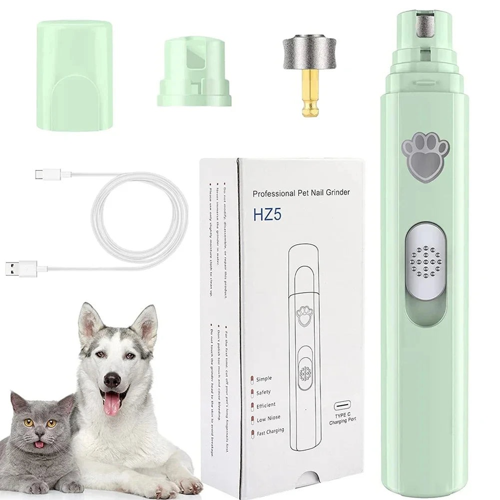 Electric Dog Nail Grinder – USB Rechargeable Pet Nail Clipper & Trimmer with Polisher Wheel for Dogs & Cats