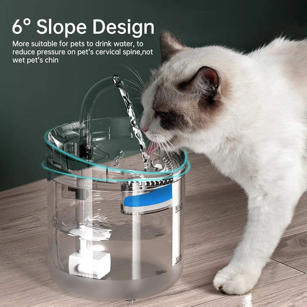 Smart Pet Water Dispenser – 1.8L Transparent Cat & Dog Fountain with Faucet & Filter