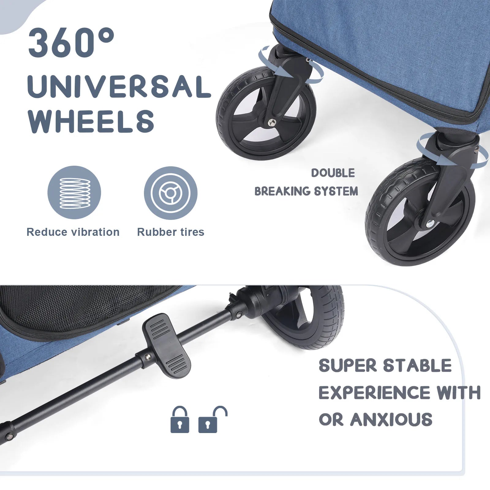 Wedyvko 4-Wheel Pet Stroller – Medium & Large Dog/Cat Jogger Travel Stroller for Outdoor Use
