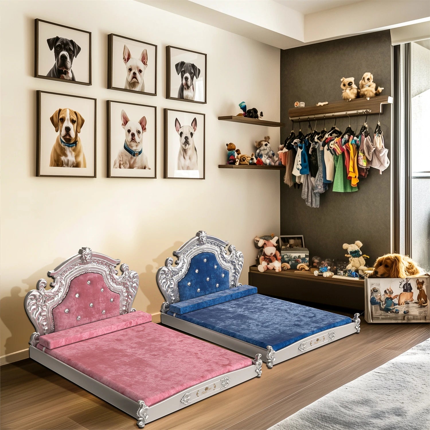 XXLarge Luxury Pet Bed with Headboard – Dutch Velvet & High Elastic Foam