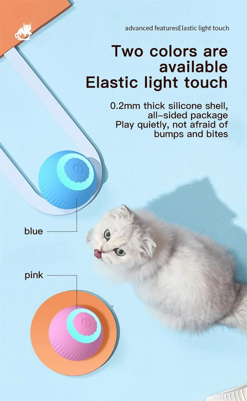 Automatic Rolling Cat Toy Ball – Self-Moving Electric Ball for Kitten Training & Play