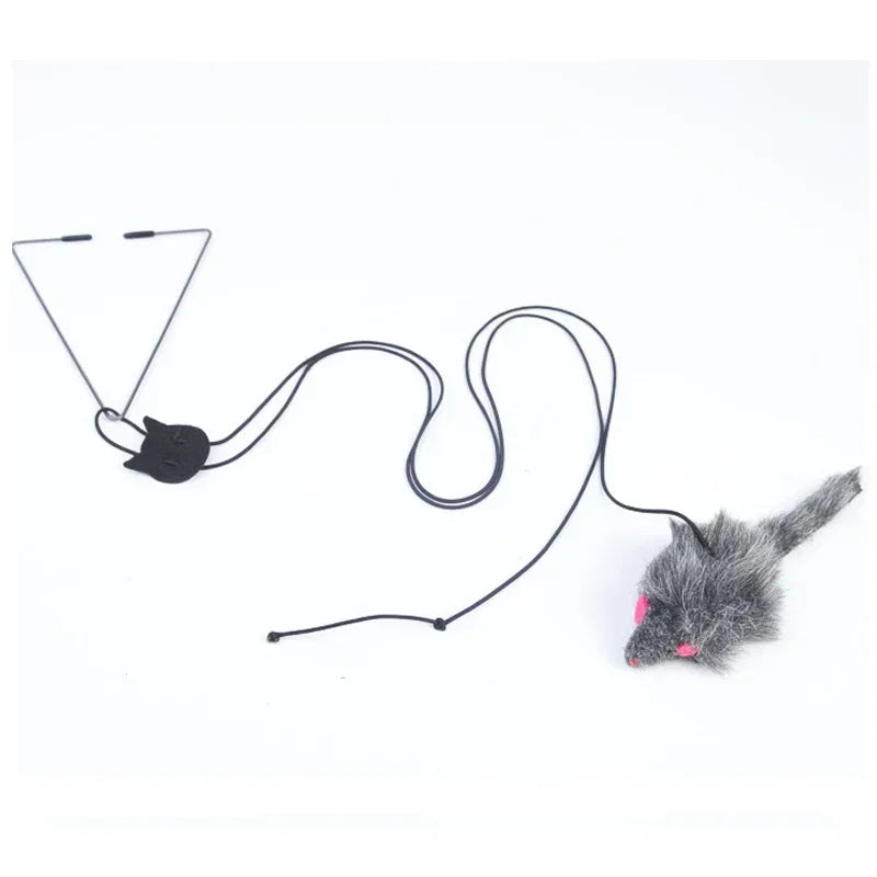 Hanging Simulation Mouse Cat Toy – Retractable Door Teaser with Scratch Rope