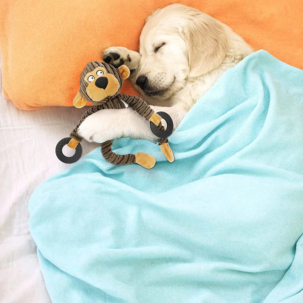 Squeaky Monkey Plush Puppy Toy – Chew Toy for Teething, Training & Interactive Play for Small Dogs