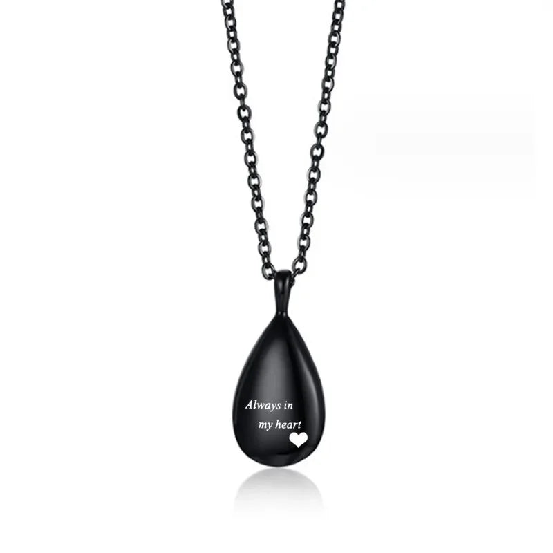 Teardrop Pet Urn Pendant – Stainless Steel Keepsake Necklace for Dog & Cat Memorial