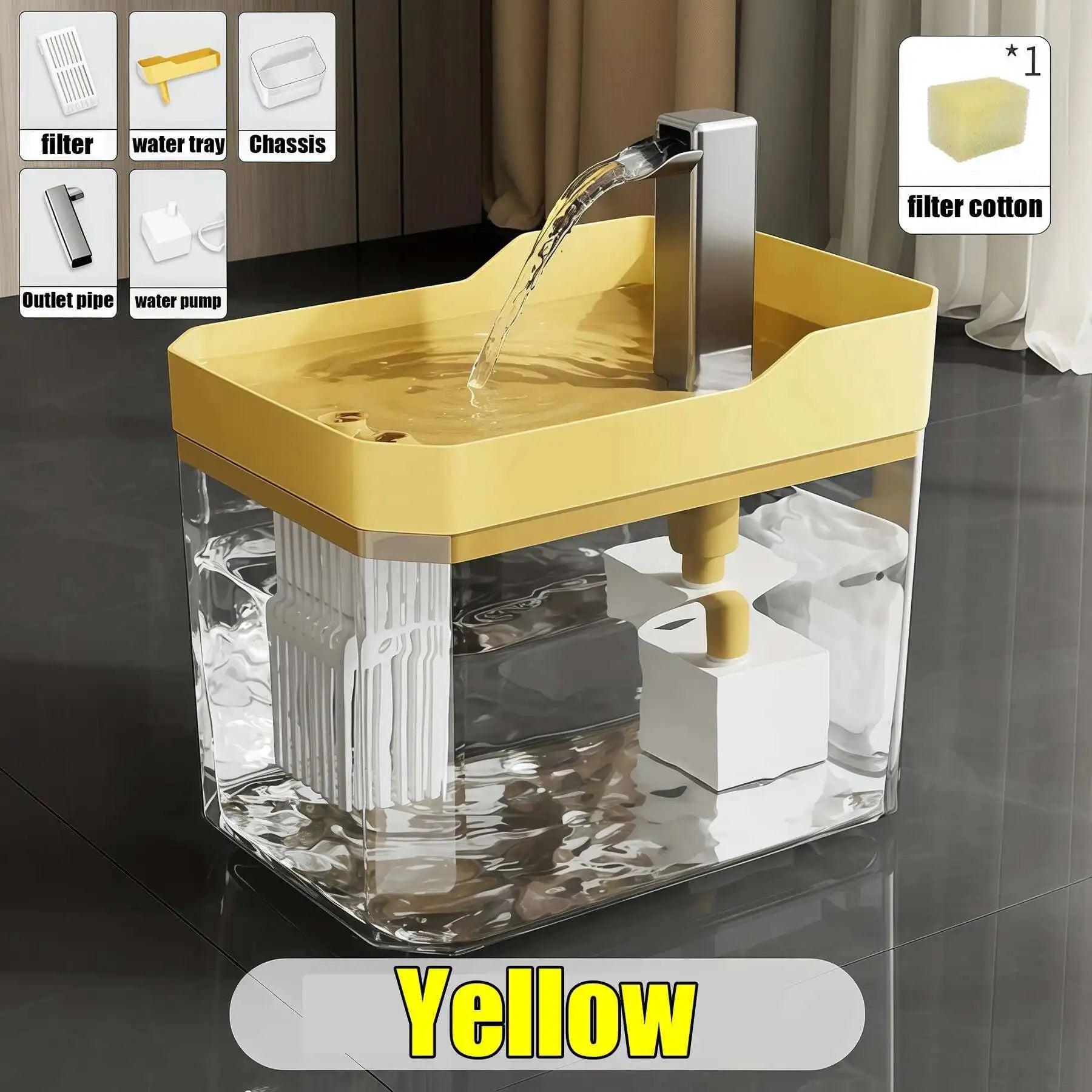Cat Automatic Water Dispenser – Silent Drinking Fountain with Circulating Pump & Filter, Removable Bowl