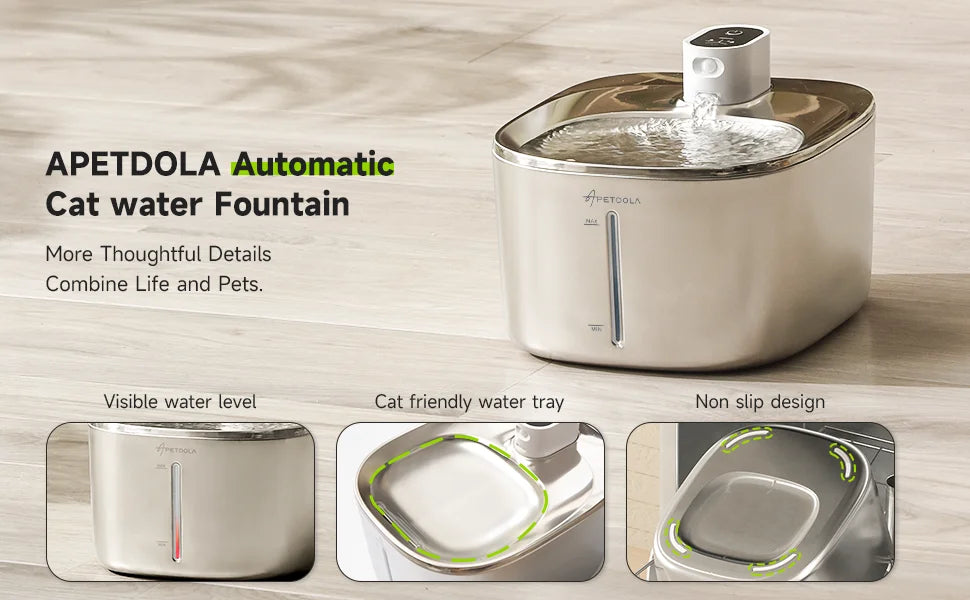 APETDOLA 4L Wireless Cat Water Fountain – Auto Sensor Pet Water Dispenser for Cats & Dogs