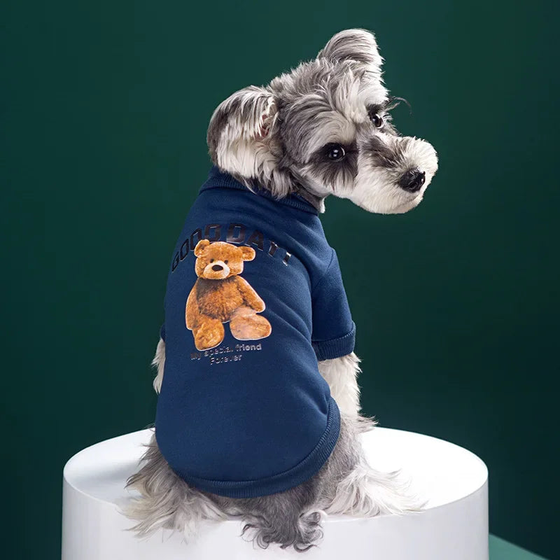 ๐ป Cute Bear Pattern Winter Dog Sweatshirt โ Cozy Pullover for Small & Medium Pets