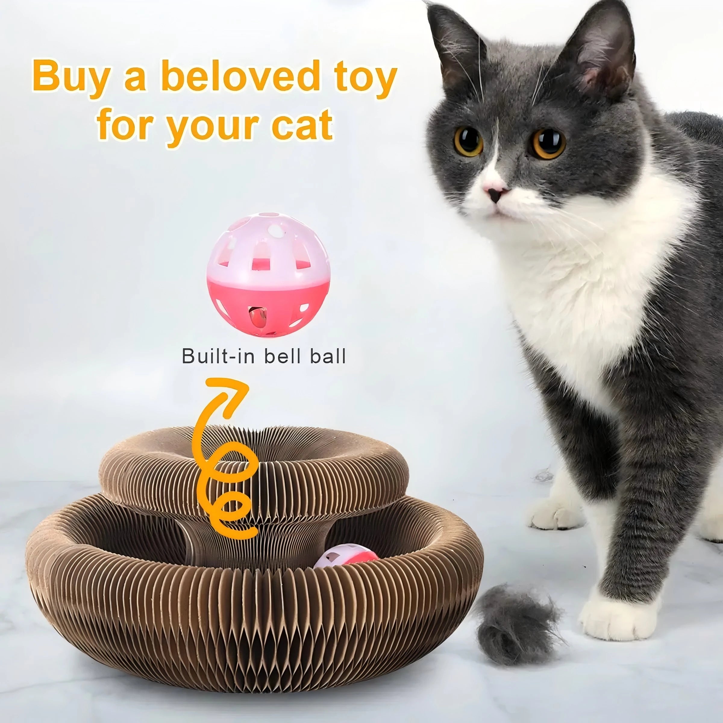 Magic Cat Scratch Organ Board – Round Corrugated Cat Scratching Toy with Ball Track | Claw Grinding & Interactive Play for Kittens and Cats