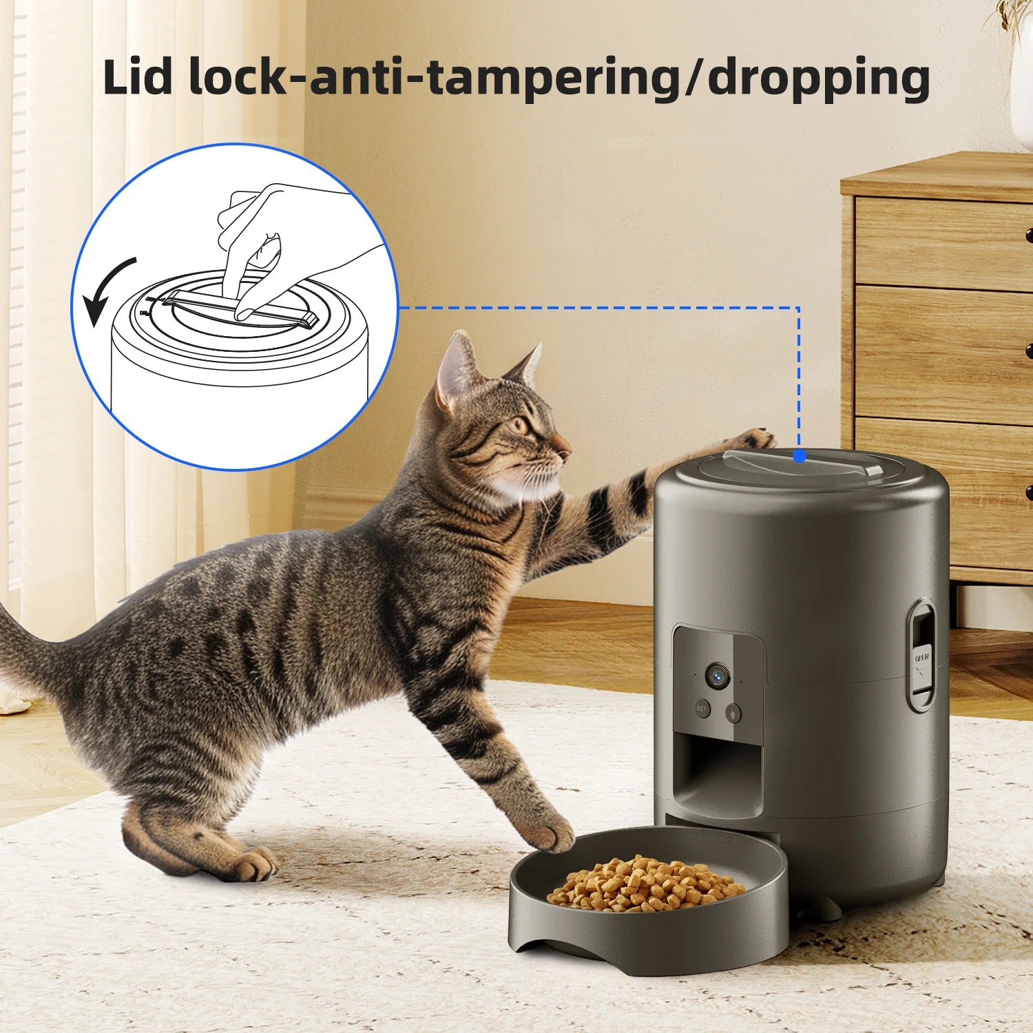2L Smart Automatic Pet Feeder with WiFi, APP & Camera – Timed Dog & Cat Food Dispenser