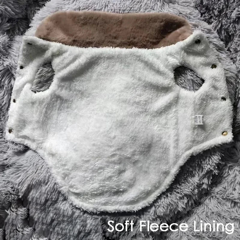 Winter Dog Coat with Fur Collar – Soft Fleece Pet Jacket with D-Ring for Small Dogs & Puppies
