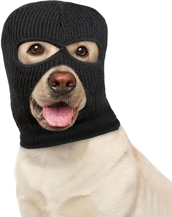 HOWWFALY Dog Costume Hat – Halloween & Christmas Pet Earmuffs, Noise Protection Knitted Warm Hat, Robbers & Thieves Funny Mask