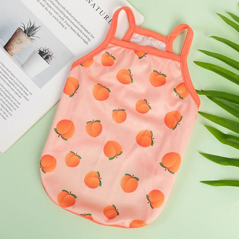 Ultra-Thin Summer Cooling Vest for Dogs & Cats – Breathable Fruit Print Pet T-Shirt (XS–XXL)
