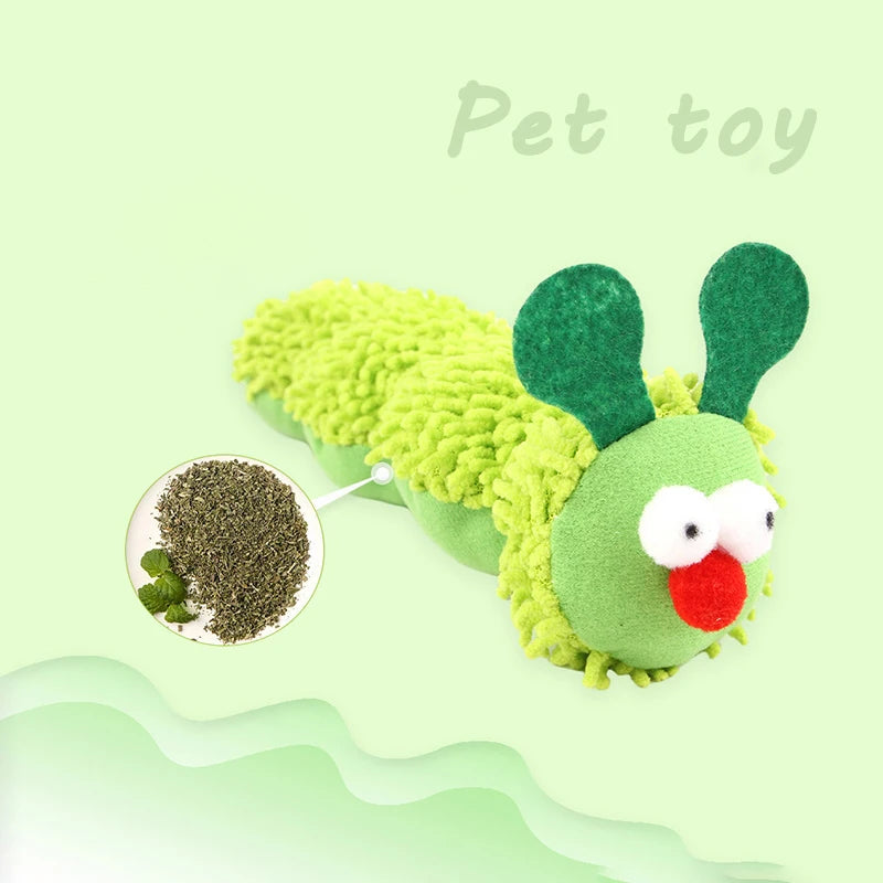 Catnip Caterpillar Chew Toy – Silvervine Molar Teaser for Interactive Play & Dental Health