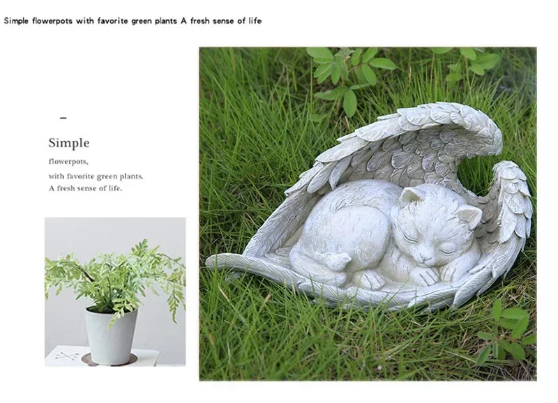Personalized Pet Memorial Stone – Angel Dog or Cat Resin Tombstone Ornament