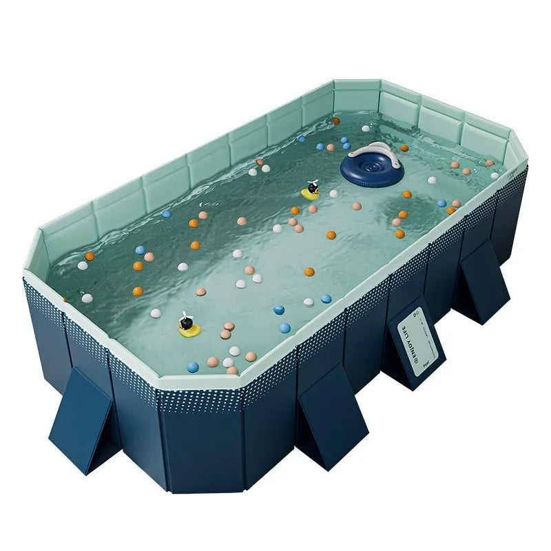 2.6m / 3m Foldable Outdoor Swimming Pool – Non-Inflatable Hard Plastic Pool for Kids, Adults & Dogs