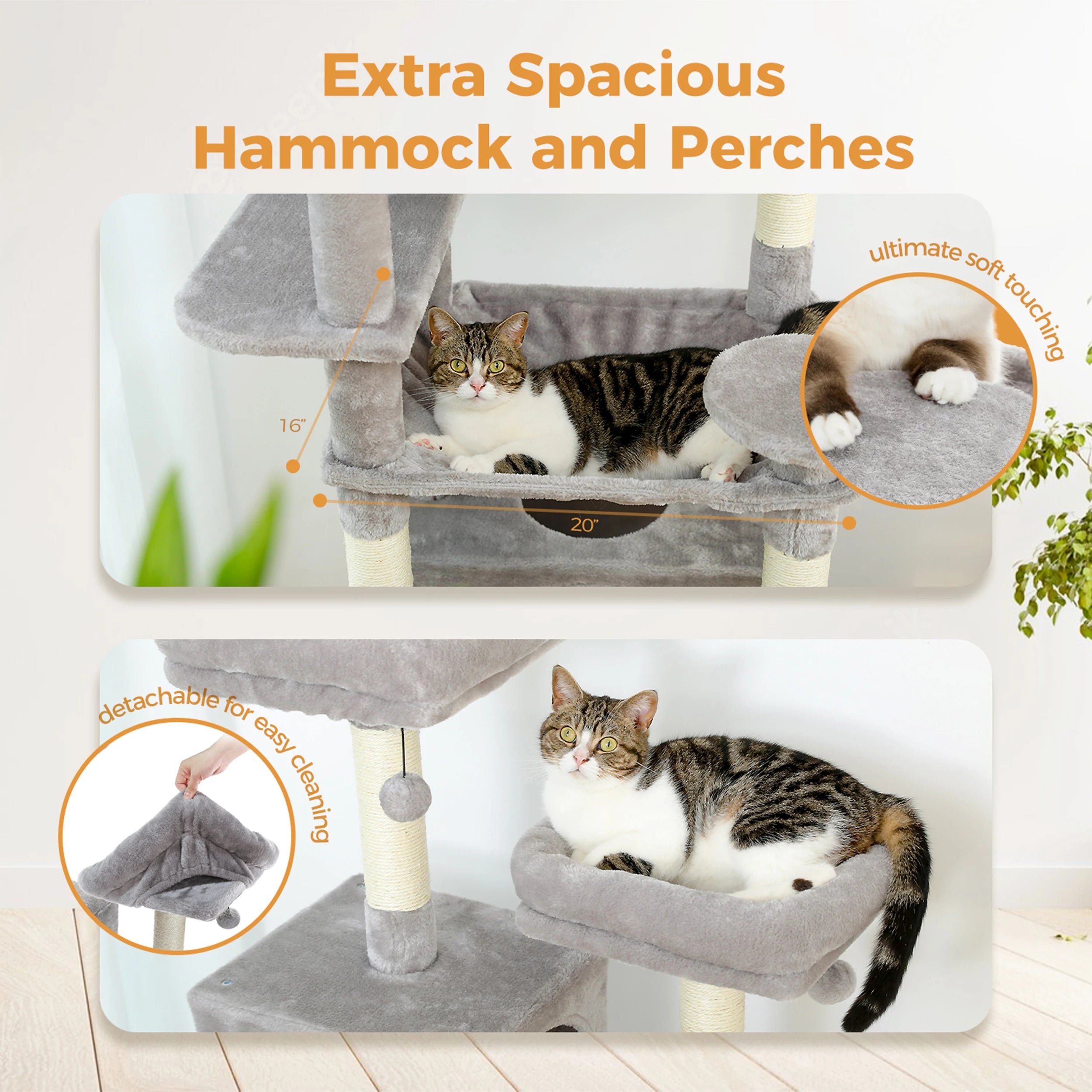 Large Multi-Level Cat Tree Tower – Tall Plush Indoor Cat Condo with Scratching Posts, Perches, Caves & Boards