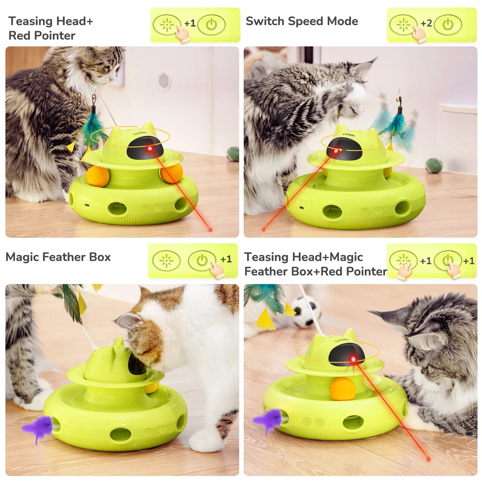 CATISM Magic Box Cat Toy – Upgraded Interactive Teaser with Feather, Butterfly & Ball for Indoor Cats