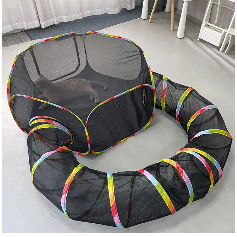 Portable Foldable Cat Tunnel & Tent Set – Large Play Space for Cats, Rabbits, Guinea Pigs & Small Pets