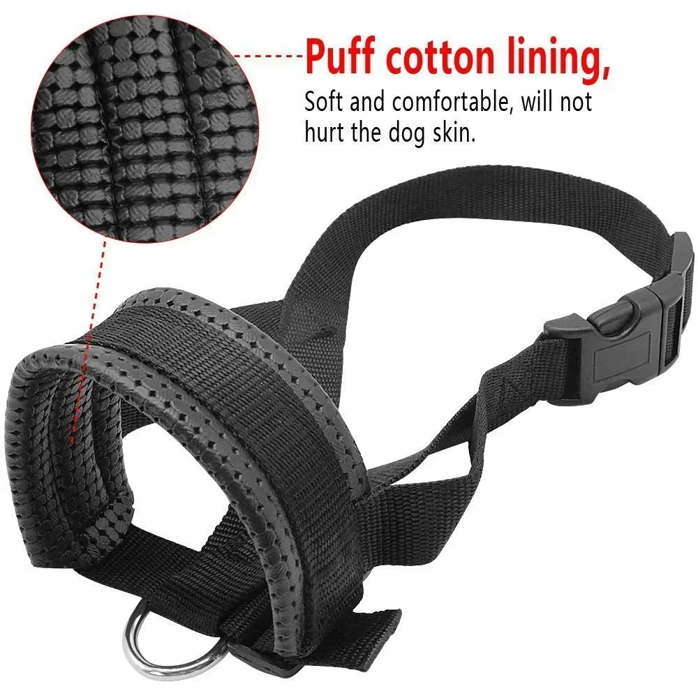 Breathable Nylon Dog Muzzle Set – Anti-Bark Training Collar with Striped Design for Summer Use