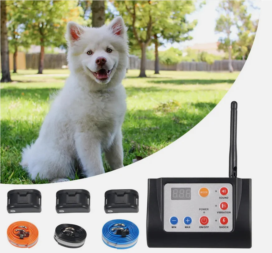 Wireless Dog Fence System with Shock Collars โ Adjustable Range Pet Containment for Up to 3 Dogs