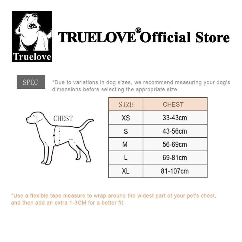 TRUELOVE Escape-Proof Tactical Dog Harness – Training Vest with Zipper Pocket & Control Handle