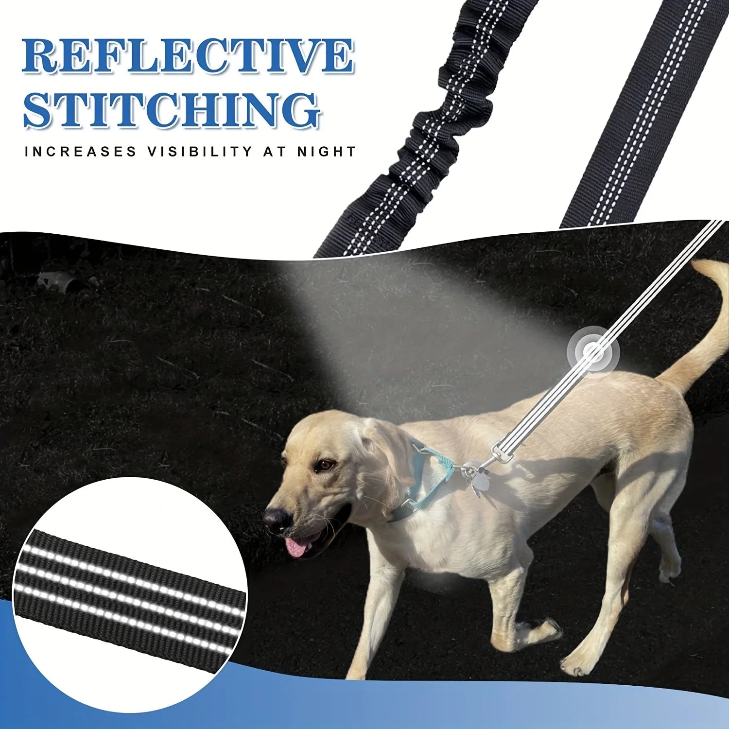 No-Tangle Double Dog Leash – Shock Absorbing Reflective Bungee Coupler for Two Dogs