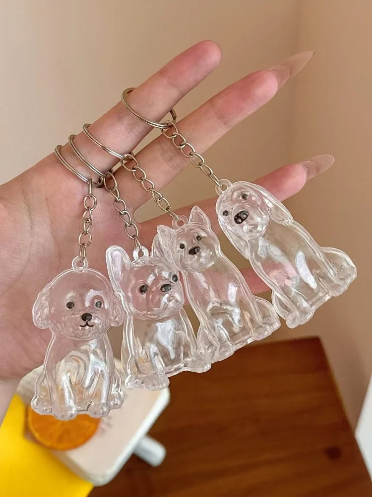 Cute Dog Hair Storage Keychain Transparent Pet Fur Keepsake Capsule Bag Pendant Decor Souvenir Collection Gift Memorial Jewelry