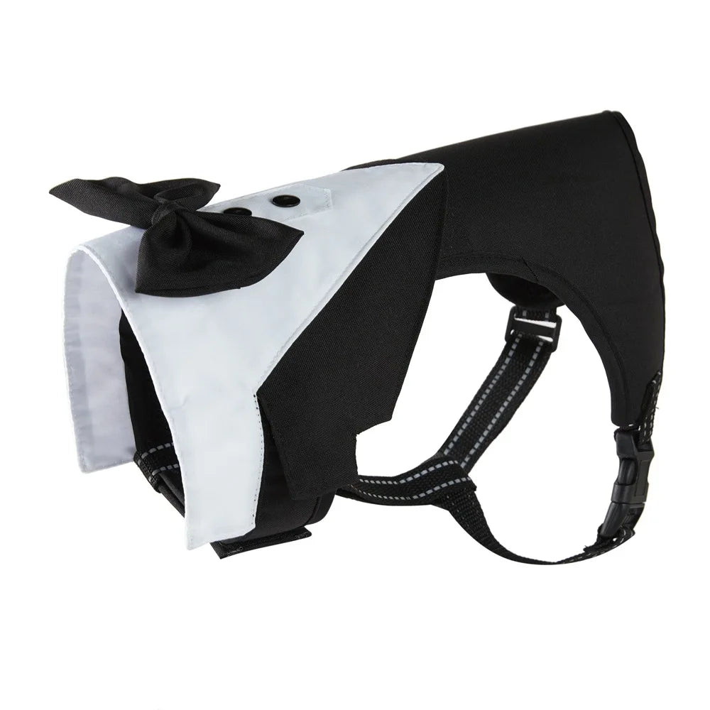 Female Dog Tuxedo Harness – Adjustable Formal Vest Costume for French Bulldogs & Large Dogs | Party & Wedding Pet Suit