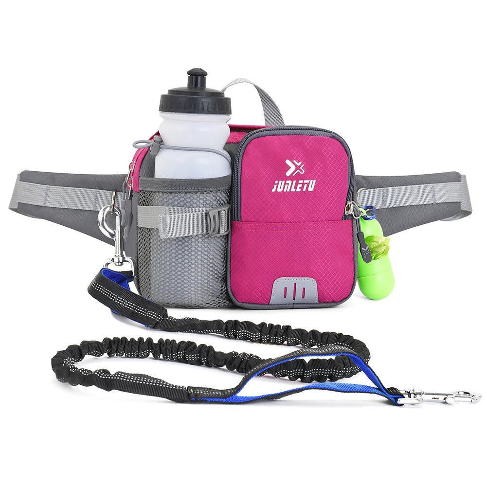 Retractable Hands-Free Dog Leash with Waist Bag – Adjustable Belt & Bottle Holder