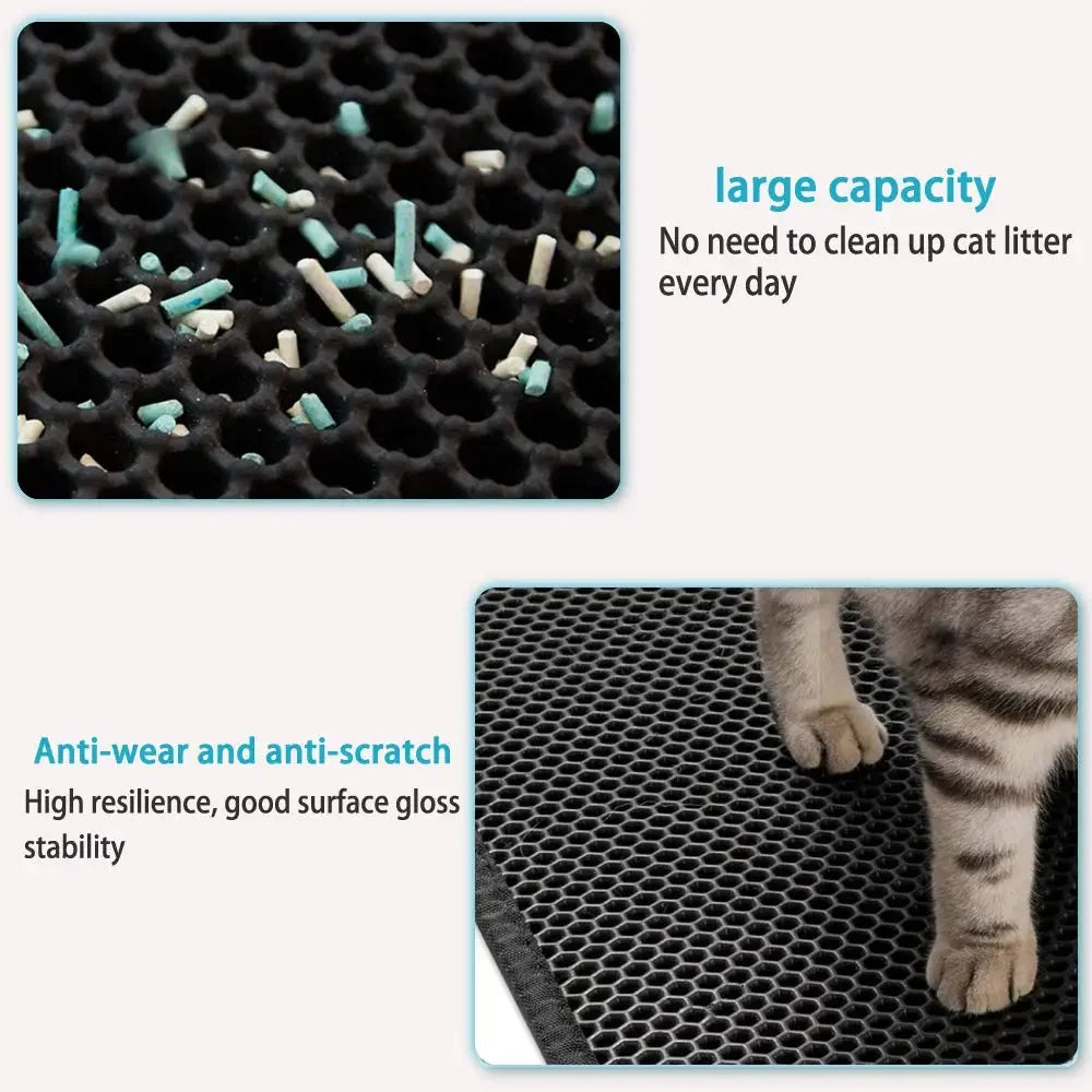 Double-Layer Waterproof Cat Litter Mat – Non-Slip, Washable Trap Pad with Bonus Gift
