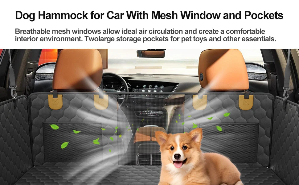Waterproof Foldable Dog Car Seat – Pet Travel Safety Hammock & Trunk Mat | Back Seat Protector for Cars, SUVs & Trucks