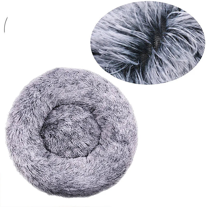 Round Plush Pet Bed – 40–90cm Super Soft Dog & Cat Bed, Winter Warm Sleeping Nest