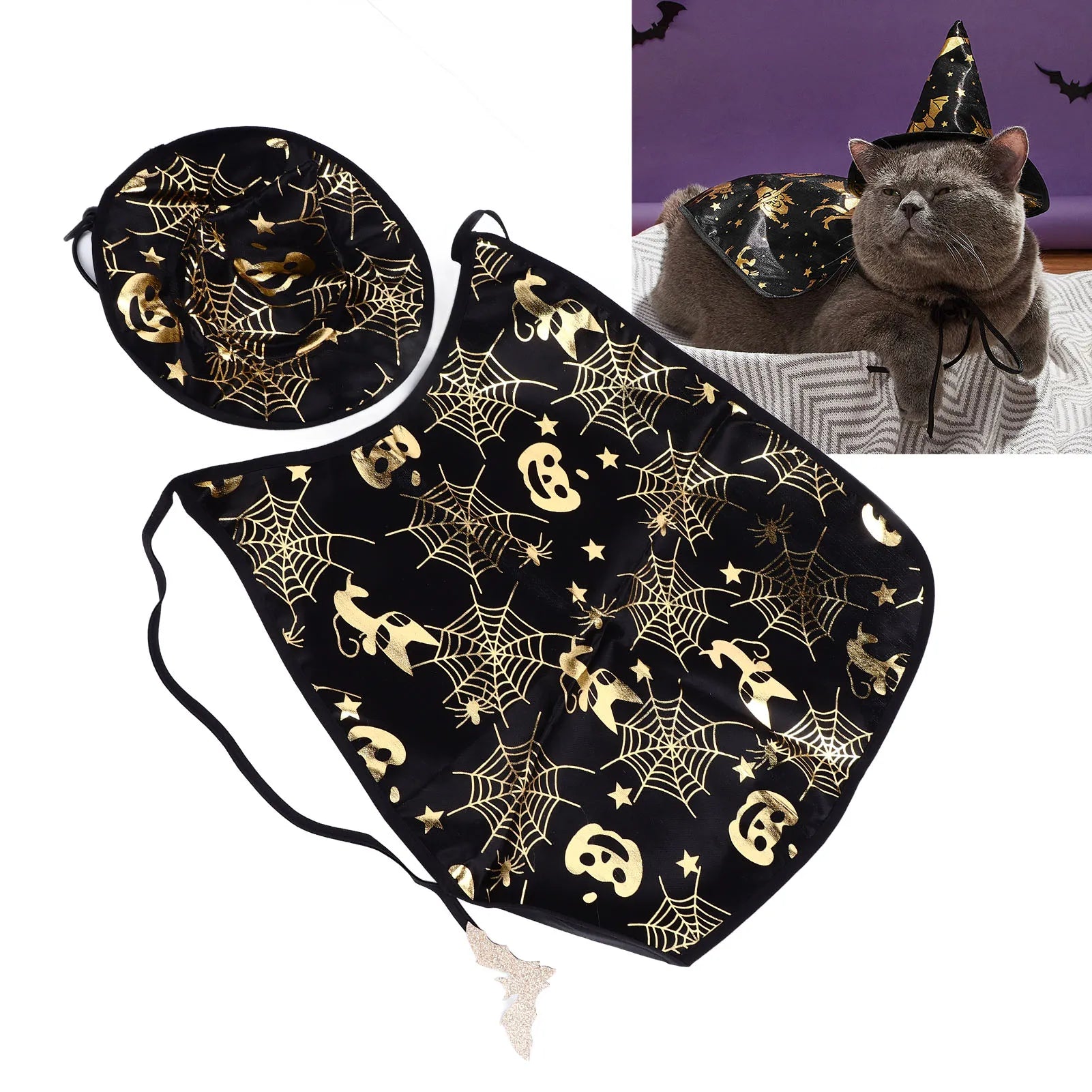 Halloween Pumpkin Cape Set – Adjustable Pet Costume for Dogs & Cats