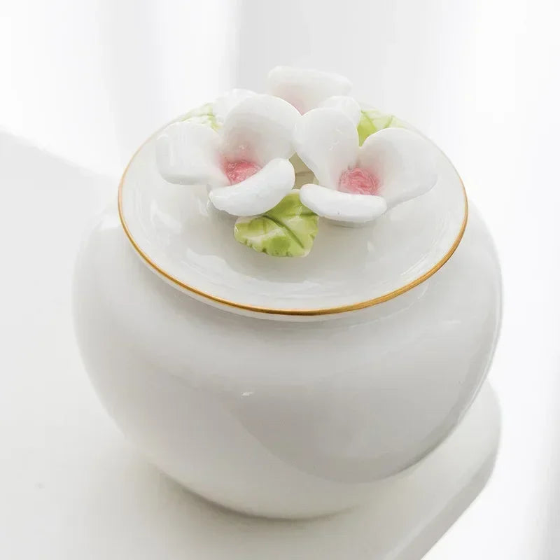 Handmade Floral Pet Urn – Decorative Cremation Urn for Dogs, Cats, Birds & Small Pets, Sealed Memorial Storage Jar