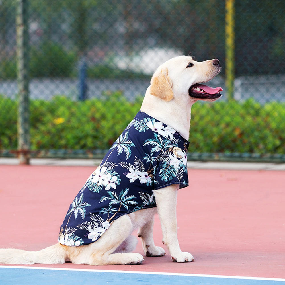 Hawaiian Summer T-Shirt for Medium & Large Dogs – XL to 5XL Comfortable Pet Shirt