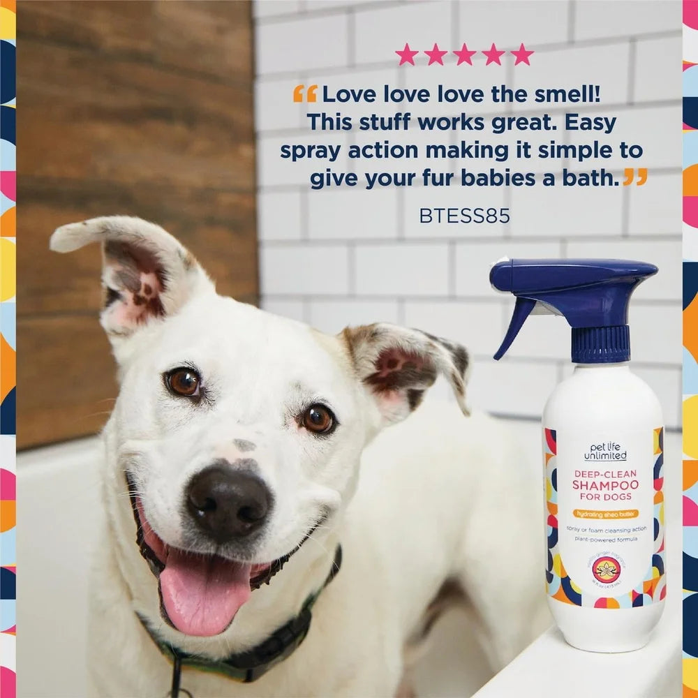 Deep Clean Dog Shampoo & Spray – Vanilla Ginger 16oz, Waterless Foaming Pet Bath with Moisturizing Formula