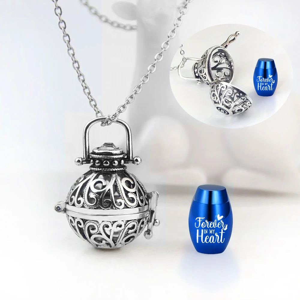 ,Vintage Hollow Flower Urn Necklace – Stainless Steel Cremation Jewelry Memorial Keepsake Pendant for Ashes