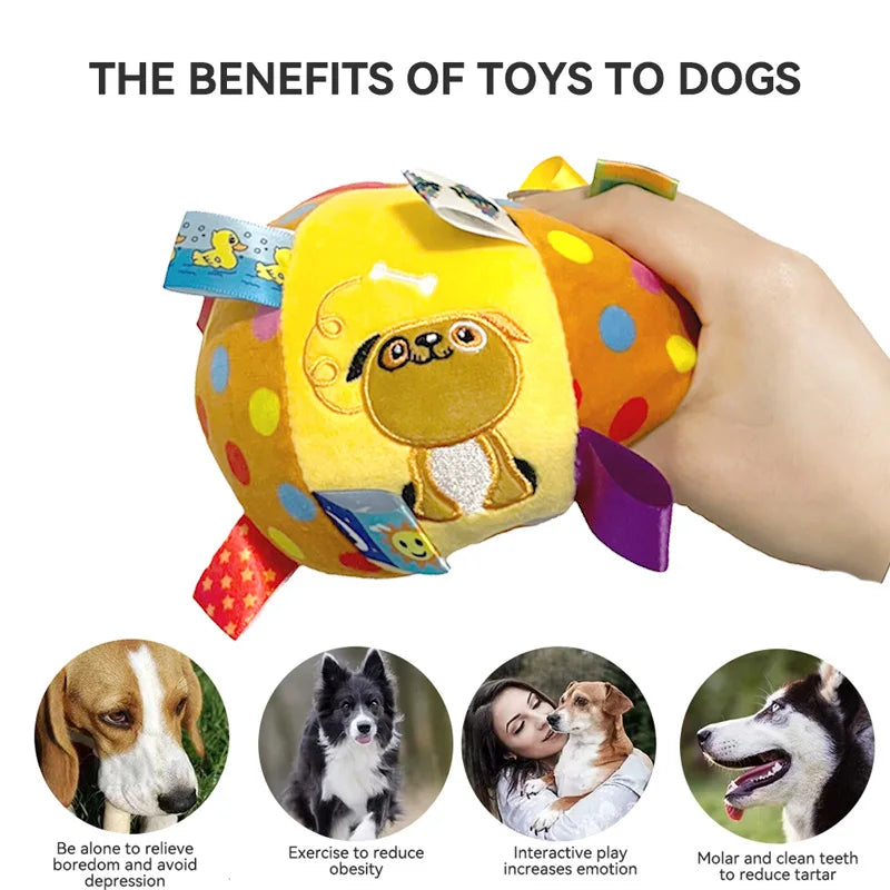 Plush Dog Vocal Toy Ball – Interactive Chew Toy with Bell, Tooth Cleaning, Fun for Dogs & Cats