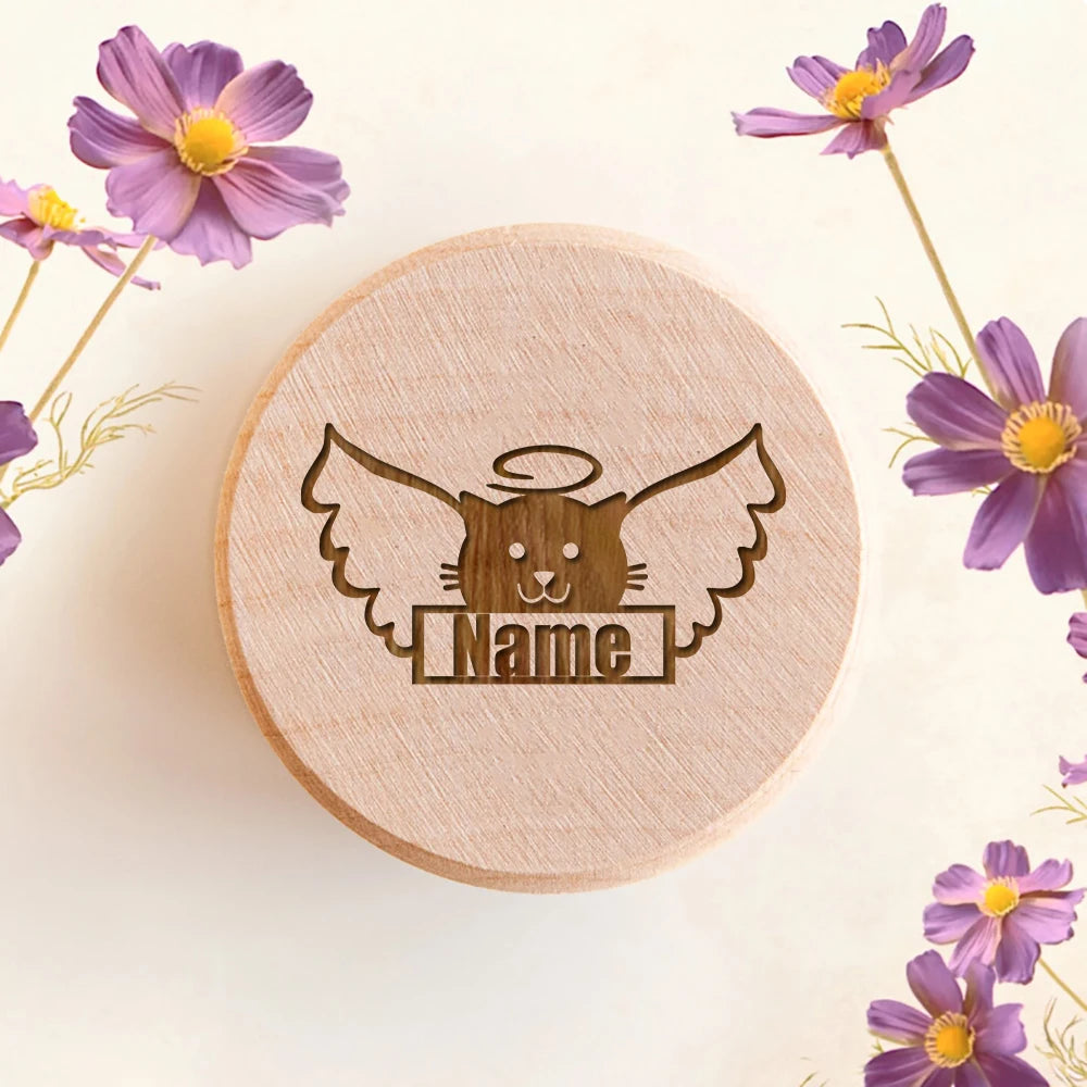 Custom Wooden Pet Memorial Urn – Personalized Hair & Tooth Keepsake Box for Cats & Dogs