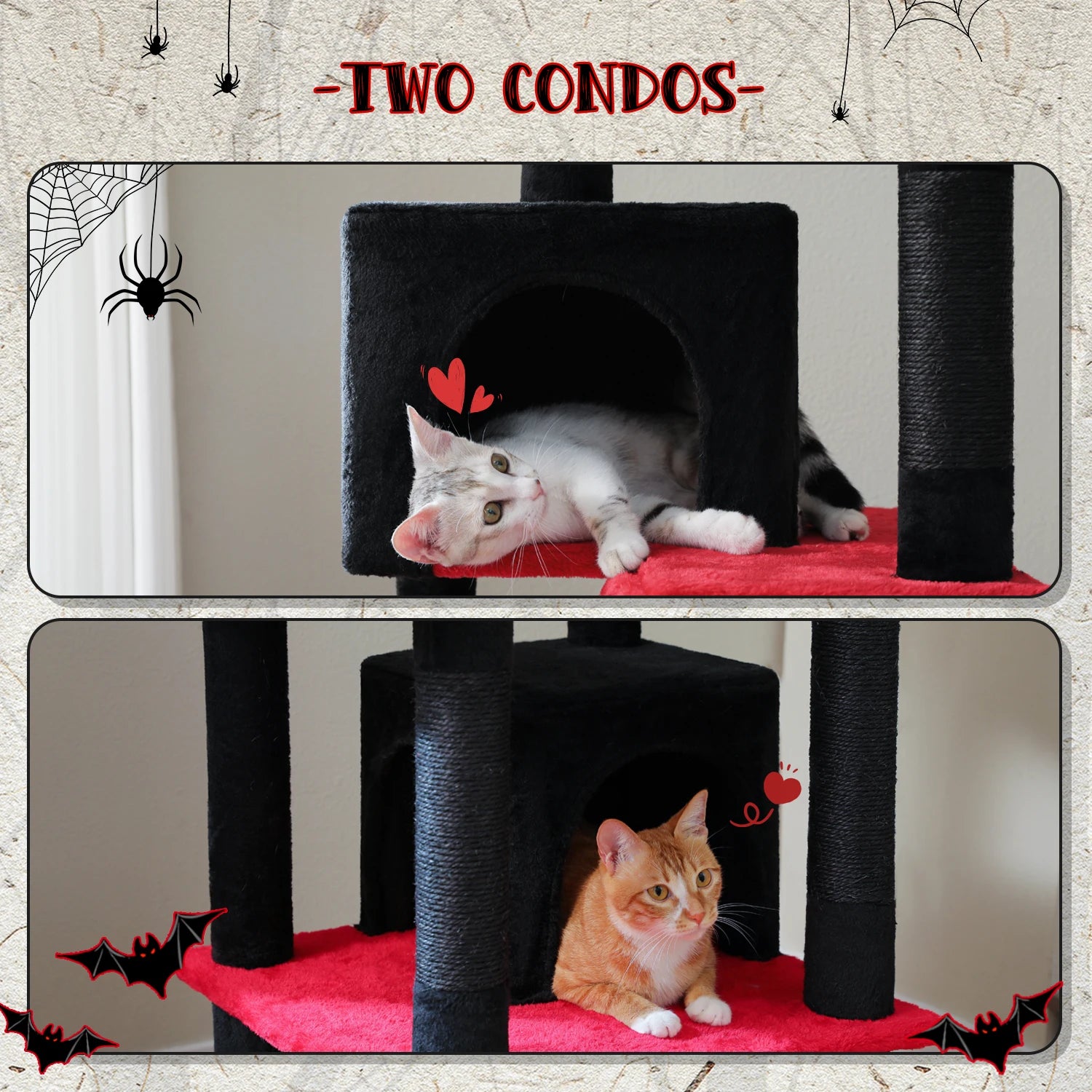 Large Multi-Level Cat Tree Tower – Tall Plush Indoor Cat Condo with Scratching Posts, Perches, Caves & Boards