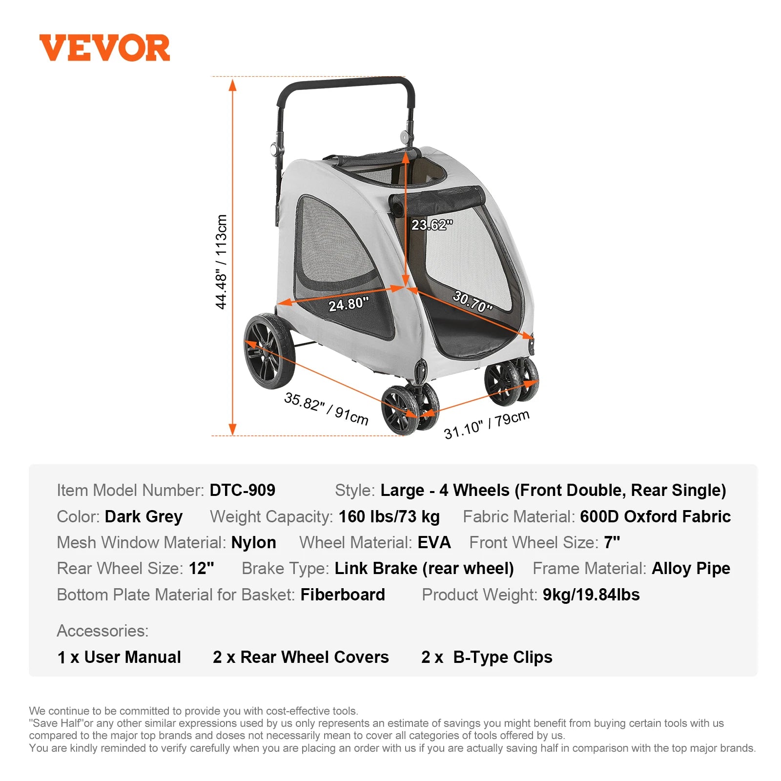 SucceBuy Lightweight Pet Stroller Carrier for Dogs & Cats – Travel-Friendly, 360° Rotation, Brakes, Cup Holder