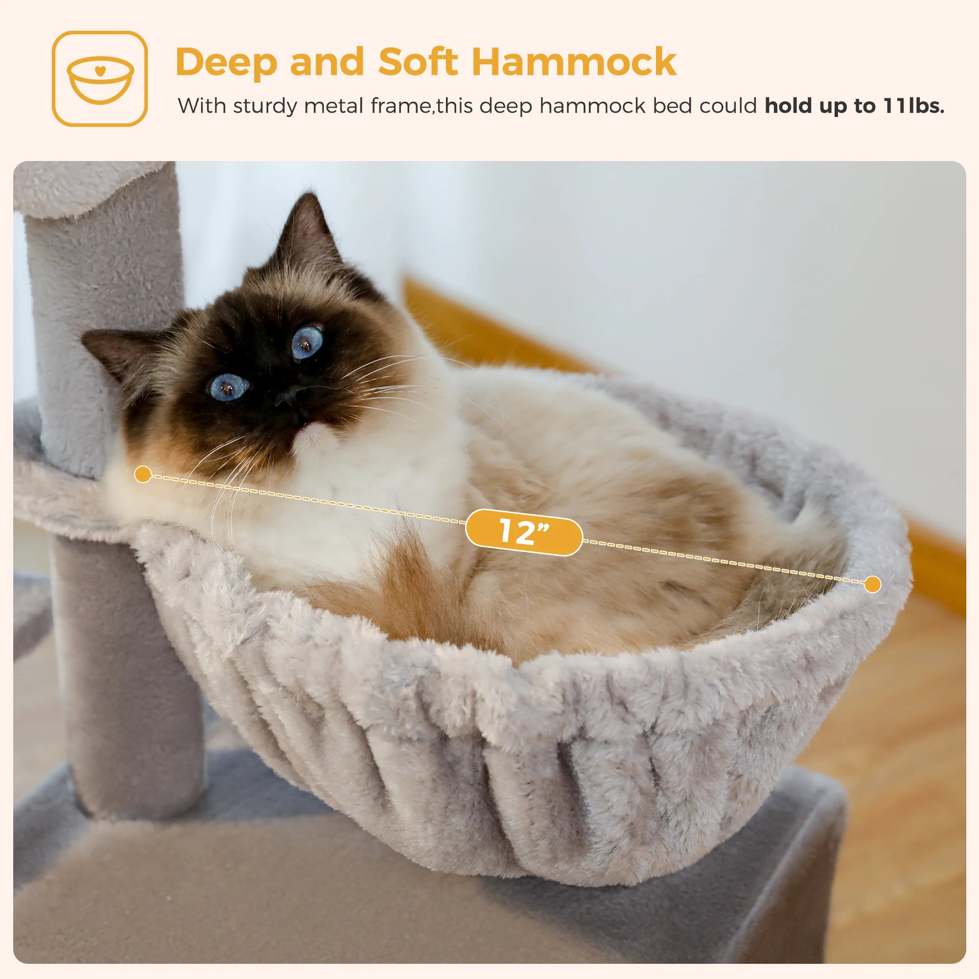 Cat Tree Tower for Indoor Cats – 2 Styles Cat Activity Center with Scratching Posts, Large Hammock & Removable Top Perch (Grey)